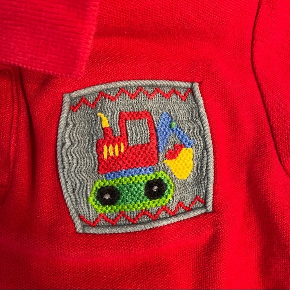 Zuccini Red collared polo smocked excavator size 6X 100% cotton - Picture 4 of 5